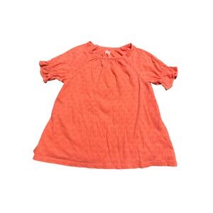 NWOT Lands' End Size 8 Girl Pink Eyelet Ruffle Short Sleeve Cotton Blouse